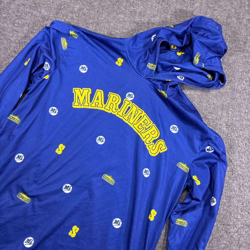 Seattle Mariners Hoodie Mens XL Blue All Over Print Long Sleeve Lightweight‎